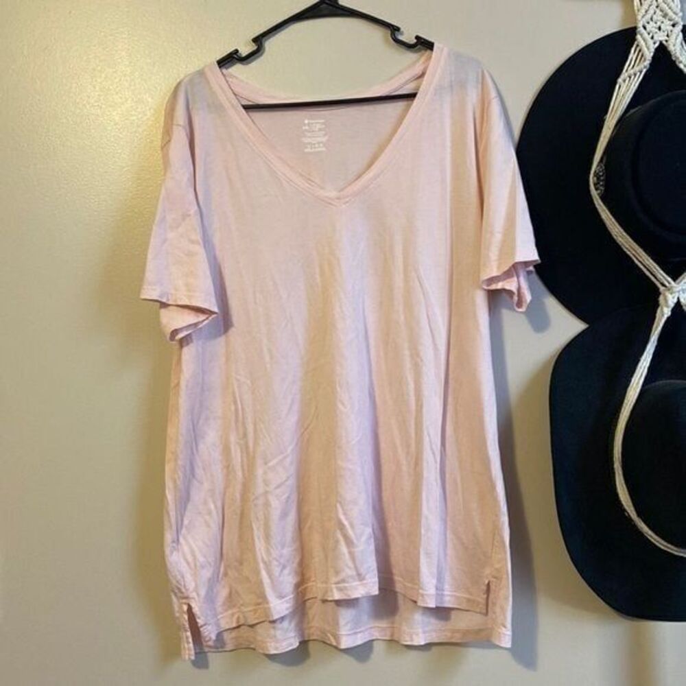 Member's Mark Essential V-Neck‎ Tee XXL Light Pink Cotton Modal Blend Shirt
